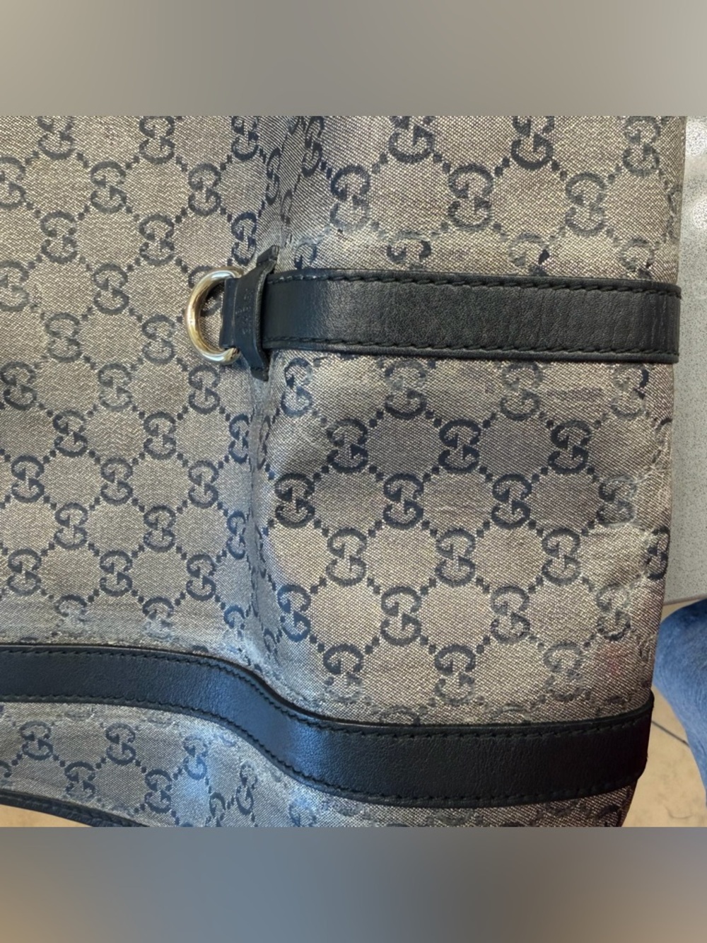 Authentic Gucci Joy GG Canvas/Leather Hobo Bag – Gunmetal and Black - Picture 10 of 11